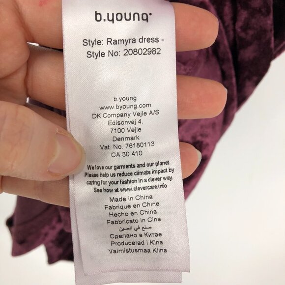 B. young Purple crushed velvet bodycon high neck tube dress short sleeves - Picture 4 of 16